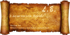 Lazarovics Benő névjegykártya